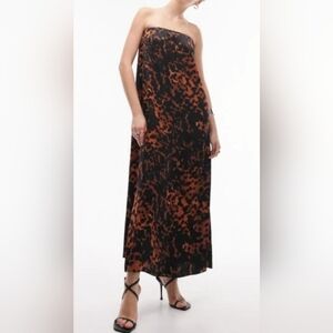 Topshop Animal Print Strapless Maxi Dress